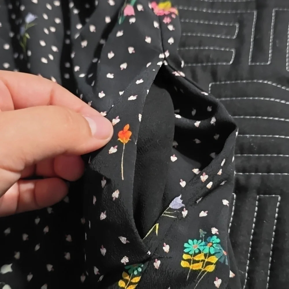 ZARA BASICS Short Sleeve Black Ditsy Floral Shift Dress with Pockets, Size S - Picture 11 of 15